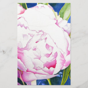 Elegant pink white classic watercolor floral stationery