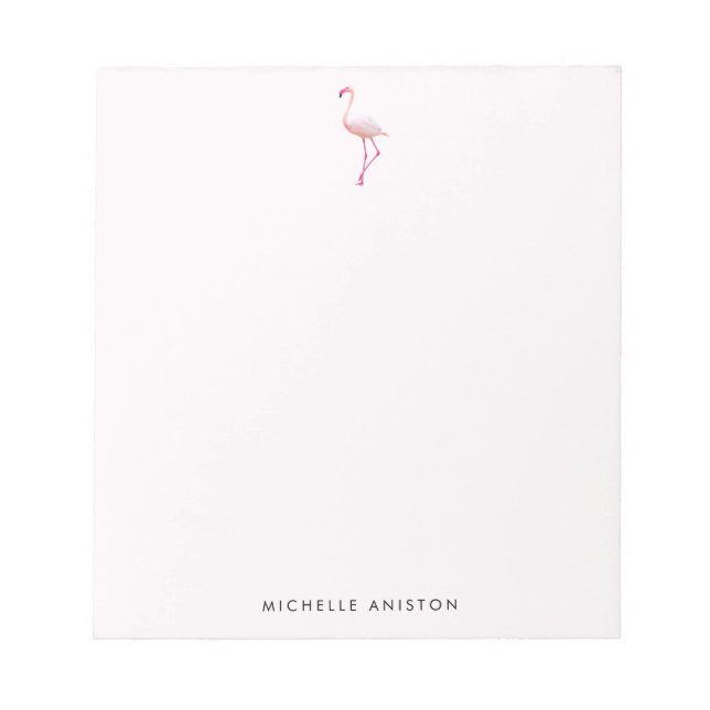 Elegant Pink White  Flamingo Custom Notepad (Front)