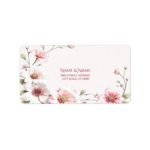 Elegant Pink White Floral Address Label