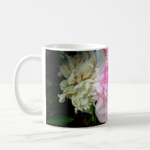 Elegant pink white floral flowers peonies coffee mug