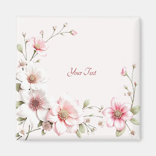 Elegant Pink White Floral Magnet