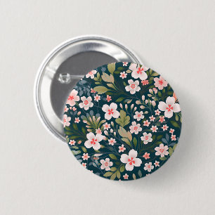 Elegant Pink & White Floral Pattern 6 Cm Round Badge