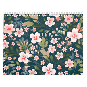 Elegant Pink & White Floral Pattern  Calendar