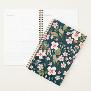 Elegant Pink & White Floral Pattern Planner