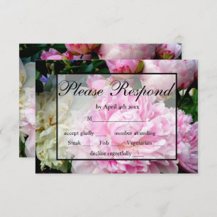 Elegant pink white floral peony RSVP