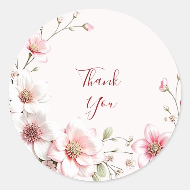 Elegant Pink White Floral Sticker (Front)