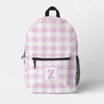 Elegant pink white gingham customisable monogram 