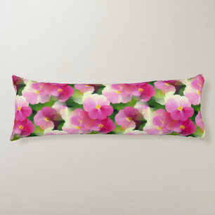 Elegant Pink & White Impatiens Flower Pattern Body Cushion