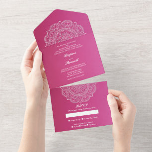 Elegant Pink White Indian Wedding (no Env needed) All In One Invitation
