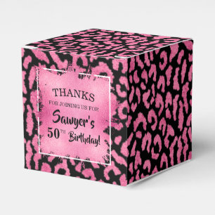 Elegant Pink White Leopard Spot Favour Box