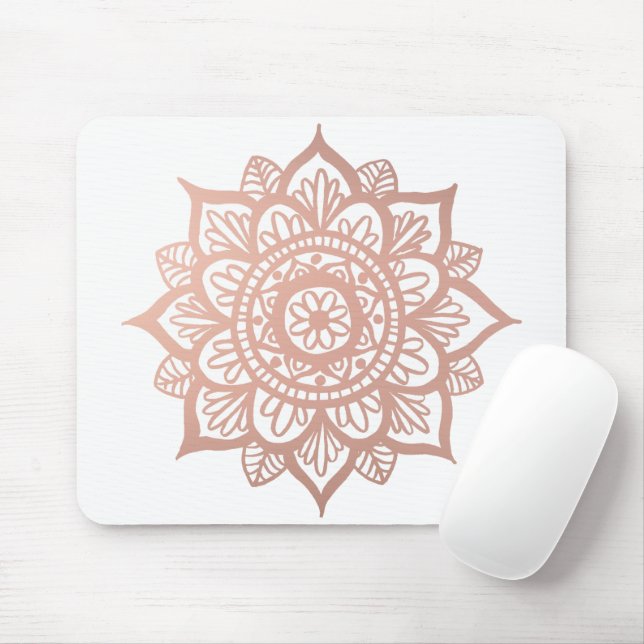 Elegant  Pink White Mandala Flower Mouse Pad (With Mouse)