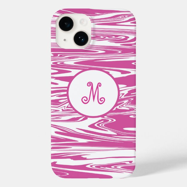 Elegant Pink White Monogram Stylish Personalise Case-Mate iPhone Case (Back)