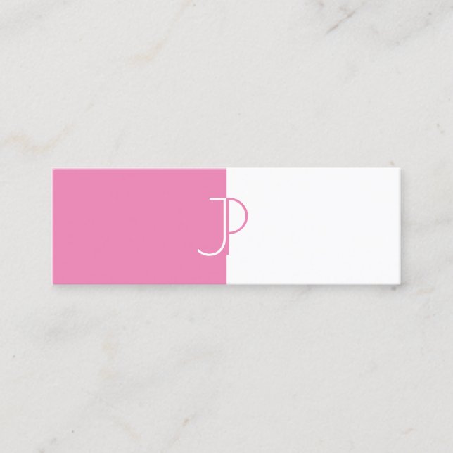 Elegant Pink White Monogram Template Trendy Luxury Mini Business Card (Front)