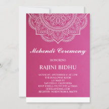 Elegant Pink White Paisley Indian Mehndi Ceremony