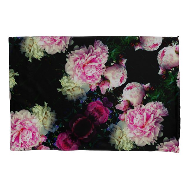Elegant pink white peony floral garden photo pillowcase (Front)