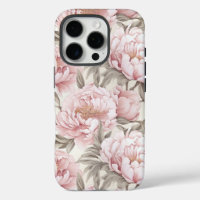 Elegant Pink White Peony Flowers iPhone case