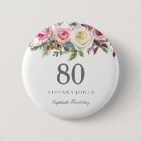 Elegant Pink White  Rose 80th Birthday Party