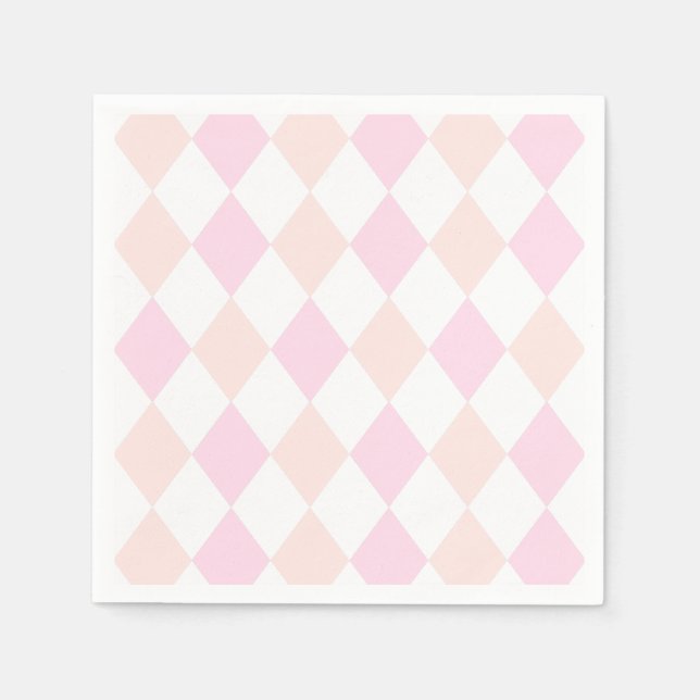 Elegant Pink White Simple Classic Diamond Pattern Napkin (Front)