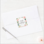 Elegant Pink & White Watercolor Floral Frame  Square Sticker<br><div class="desc">The Elegant Pink & White Watercolor Floral Frame invitation is a beautiful and sophisticated design that features delicate pink and white watercolor flowers arranged in a stylish frame. The invitation is perfect for a variety of events, such as weddings, bridal showers, baby showers, and other special occasions. The design has...</div>