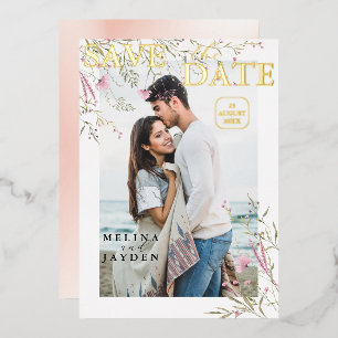 Elegant Pink Wild Floral Wedding Save The Date