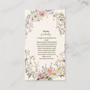 Elegant Pink Wildflower Boho Books for Baby Enclosure Card
