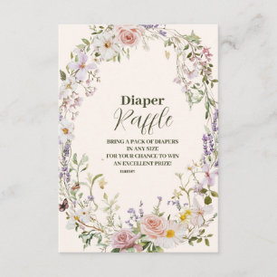 Elegant Pink Wildflower Boho Diapper Raffle Enclosure Card