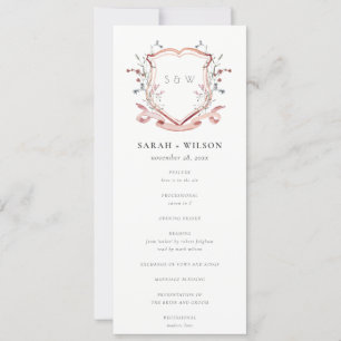 Elegant Pink Wildflower Crest Wedding Program