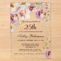 Elegant Pink Wildflower Floral 25th Birthday Party