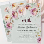Elegant Pink Wildflower Floral 60th Birthday Party Holiday Card<br><div class="desc">Start this special 60th birthday celebration in a elegant style with this beautifully feminine gentle floral invitation with watercolor mixed wildflowers and trailing greenery. All of the text can be personalised for your party including the guest of honour's age. If you have any special requests or require design assistance, just...</div>