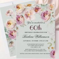 Elegant Pink Wildflower Floral 60th Birthday Party