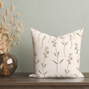 Elegant Pink Wildflower Floral Cushion