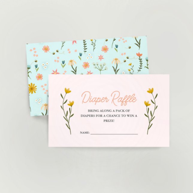 Elegant Pink Wildflower Girls Baby Diaper Raffle Enclosure Card (Creator Uploaded)