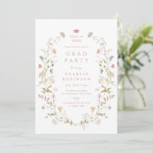 Elegant Pink Wildflower Rustic Boho Graduation