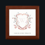 Elegant Pink Wildflower Watercolor Crest Monogram Gift Box<br><div class="desc">Pastel Wildflower watercolor Collection- it's an elegant watercolor Illustration of pink blush watercolor delicate wildflowers with a modern minimal touch. Perfect for your modern floral wedding & parties. It’s very easy to customise,  with your personal details. If you need any other matching product or customisation,  kindly message via Zazzle.</div>