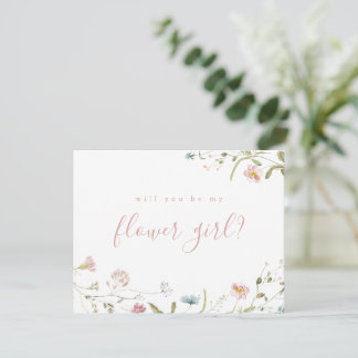 Elegant Pink Wildflower will you be my flower girl Invitation