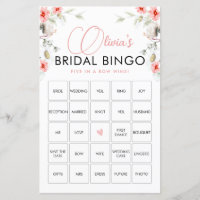 Elegant Pink Wildflowers Bingo Game Card