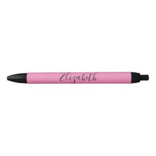 Elegant Pink with Name in Black Script Ink Pen