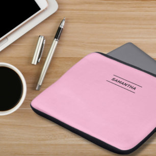 Elegant Pink with Name Laptop Sleeve