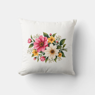 Elegant Pink & Yellow Floral Bouquet Botanical 💐  Cushion