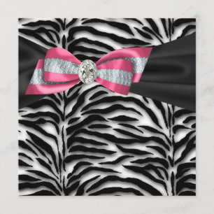 Elegant Pink Zebra Party Invitations