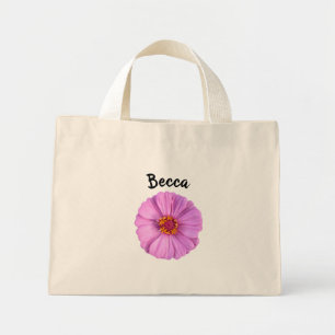 Elegant Pink Zinnia Flower Personalised Mini Tote Bag