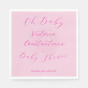 Elegant Pinks Oh Baby Script Peony Baby Shower Napkin