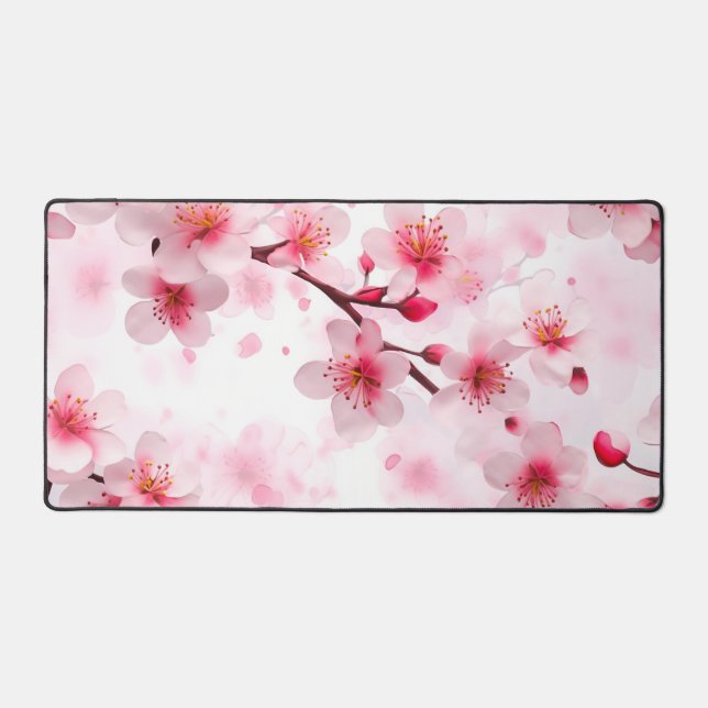 Elegant Pinky Cherry Blossom Desk Mat (Front)