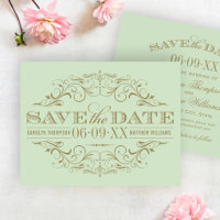 Elegant Pistachio Gold Ornate Flourish Wedding