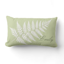 Elegant Pistachio Green White Fern Script Name