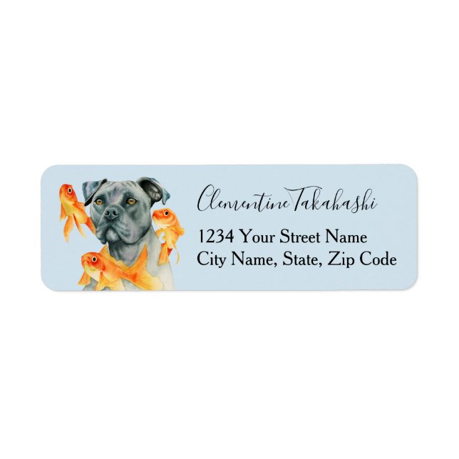 Elegant Pit Bull Dog Art Return Address Label (Front)