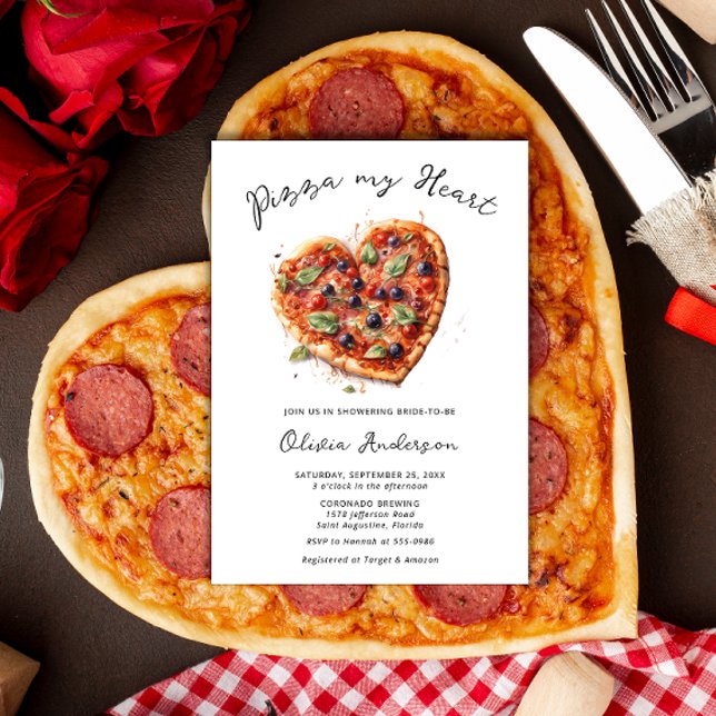 Elegant Pizza My Heart Italian Bridal Shower Invitation (Creator Uploaded)