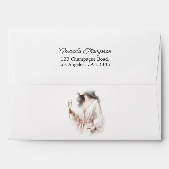 Elegant PJs & Prosecco Bridal Shower Envelope (Back (Top Flap))