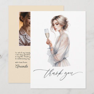 Elegant PJs & Prosecco Bridal Thank You Card