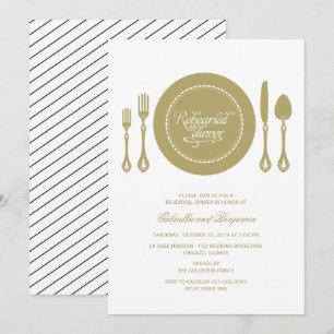 Elegant Place Setting Wedding Rehearsal Dinner Invitation